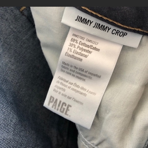 Paige Jimmy Jimmy Crop 26 Blue Jeans O/MR - Picture 8 of 8